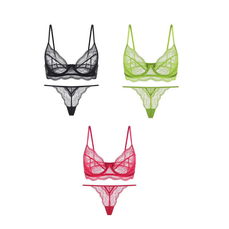 Sheer Lace Charm Set（ブラショーツセット・全３色）
